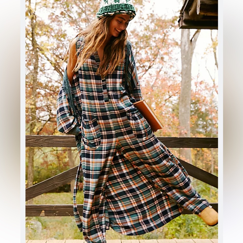Free People flannel/plaid lounge set